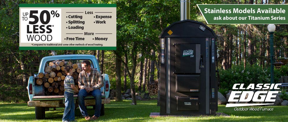 Central Boiler Classic Edge outdoor furnace, stainless steel models available