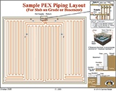 Central Boiler install, sample PEX piping layout, slab on grade, basement