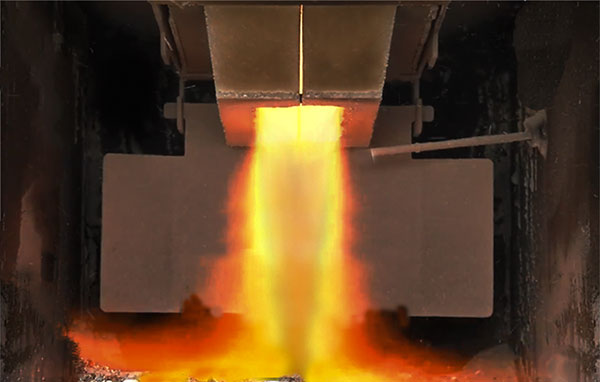 Image showing the high-intensity flame in a Classic Edge outdoor furnace.