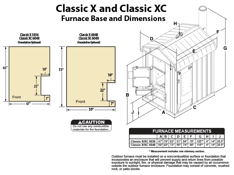 Dimensions for Classic X and XC